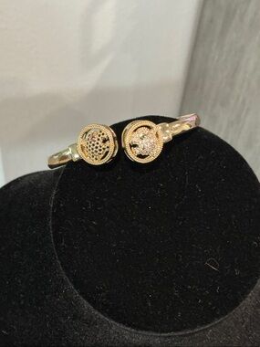 Gold Tone Tiger Face Open Cuff Bracelet - Women's Jewelry